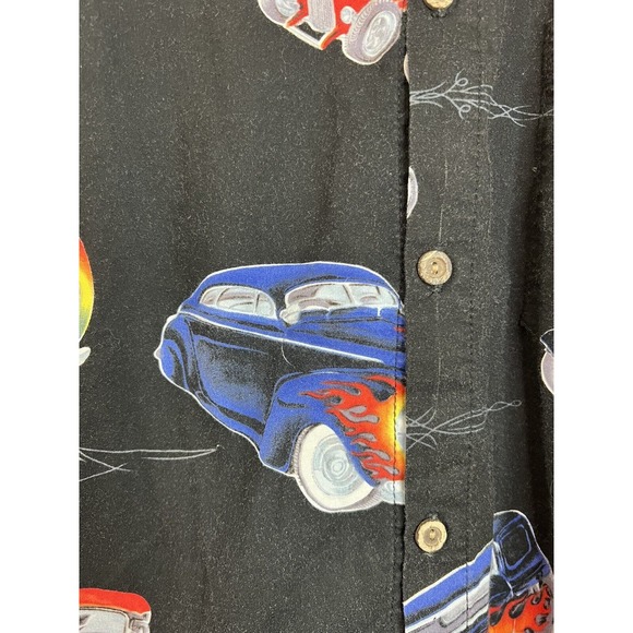 Vintage Hot Rat Rod Hawaiian Shirt Men's L Single Stitch High Seas Trading Co. - Picture 7 of 11